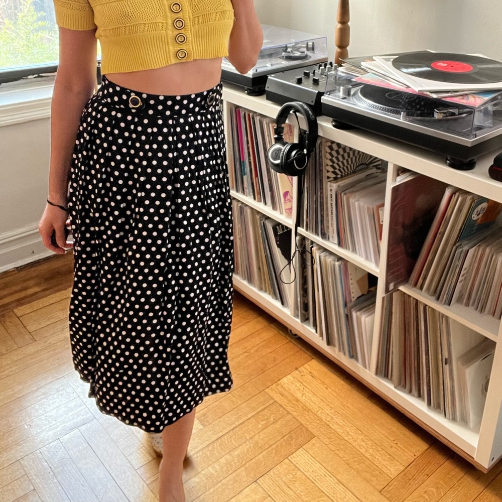 Vintage Black and white polka dot skirt by Norton McNaughton, petites sz 6 - Picture 1 of 6
